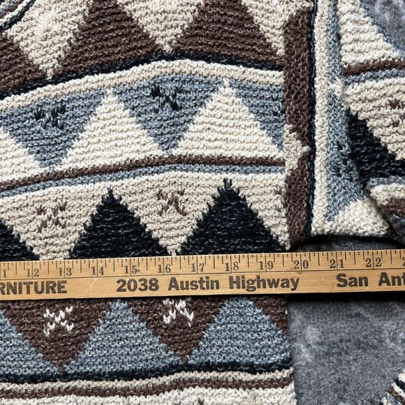 Vintage Talbots Hand Knit Cardigan Sweater Medium Geometric Aztec Neutral - Picture 5 of 8